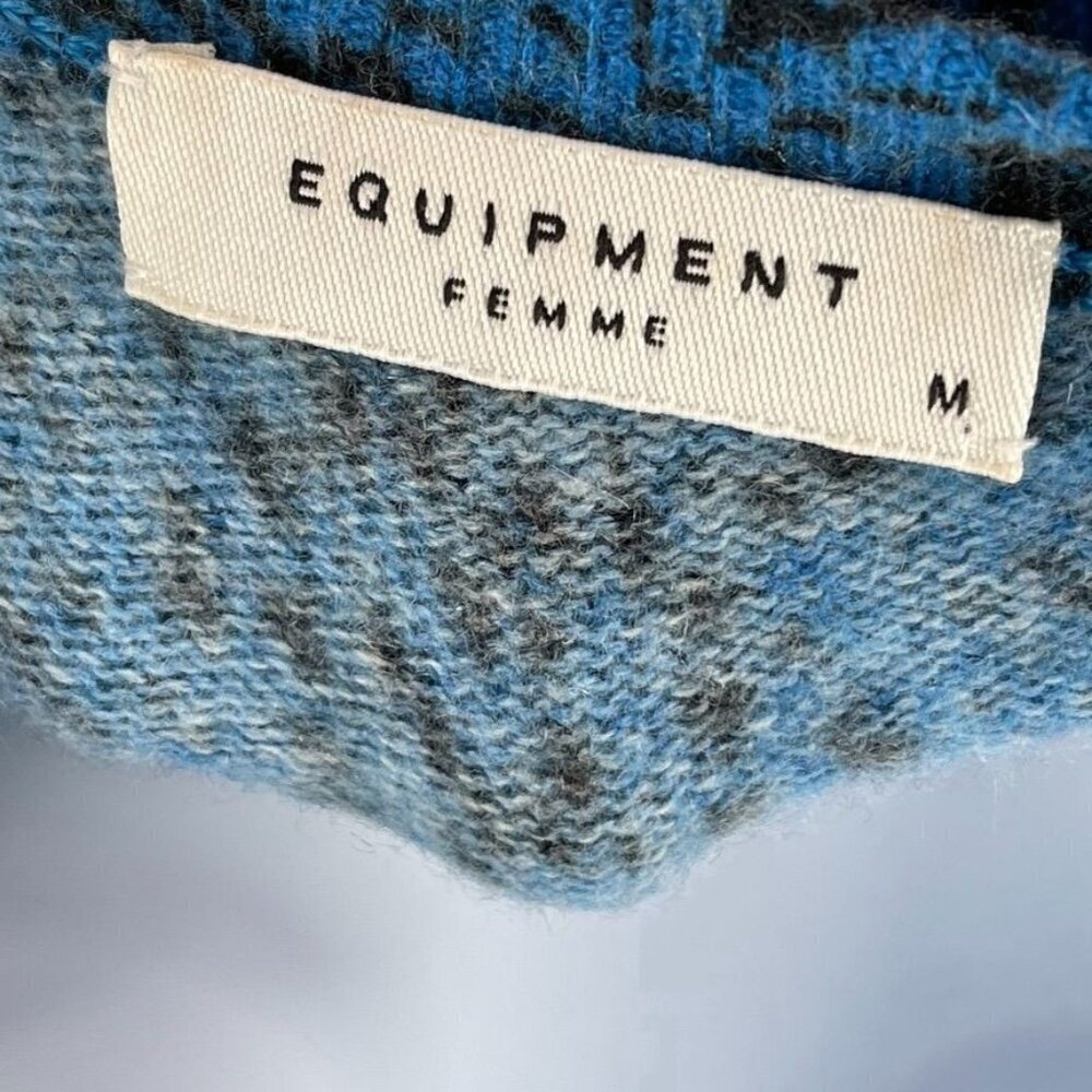 Equipment Sloane Cashmere Sweater Python Snake Print Pattern Blue Medium - Picture 6 of 7